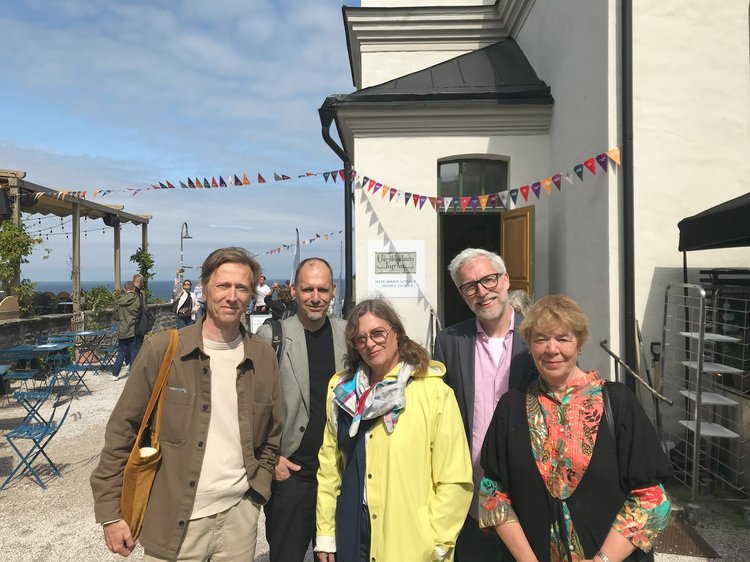 Vilket värde har kulturen? Fr.v. Ola Bo Larsson, Kulturansvarig, Tankesmedjan Arena Idé, Jon Brunberg, Konstnärernas Riksorganisation, Maria Lantz, Ordförande, Konstfrämjandet, Carl Liungman , Regionalpolitisk strateg KLYS, Ann Mari Engel, Ordförande, Skådebanan Riks