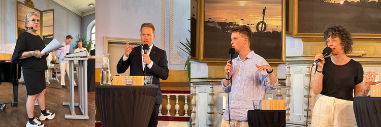 ”Kulturpolitikens vägval i en polariserad tid” fr.v. Sara Edström (moderator), Björn Wiechel, riksdagsledamot, Socialdemokraterna, Adam Daneli, Idéchef, Timbro och Susanna Dahlberg, vd, Riksteatern. Deltog gjorde också Ola Bo Larsson som är kulturansvarig på Tankesmedjan Arena, Calle Nathanson, Koncernchef och studieombudsman, ABF Stockholm och Koalition för kulturdebatt och Arvid Hallén, Medlem av förtroenderådet, Oikos
